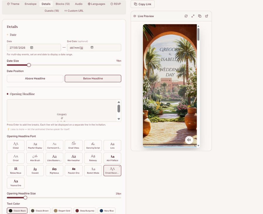 Details and typography editor