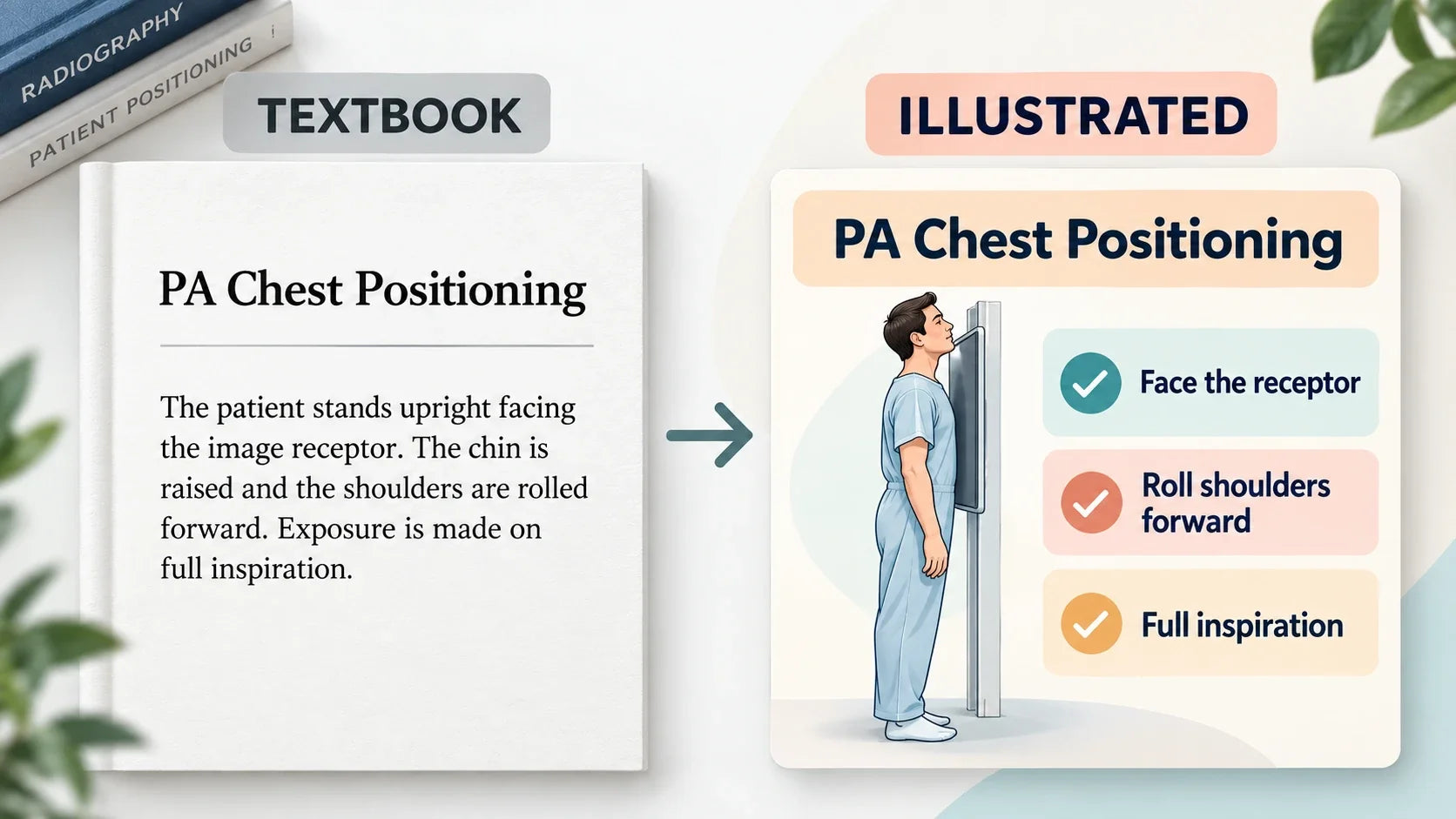 Textbook page compared with the illustrated version of the same topic