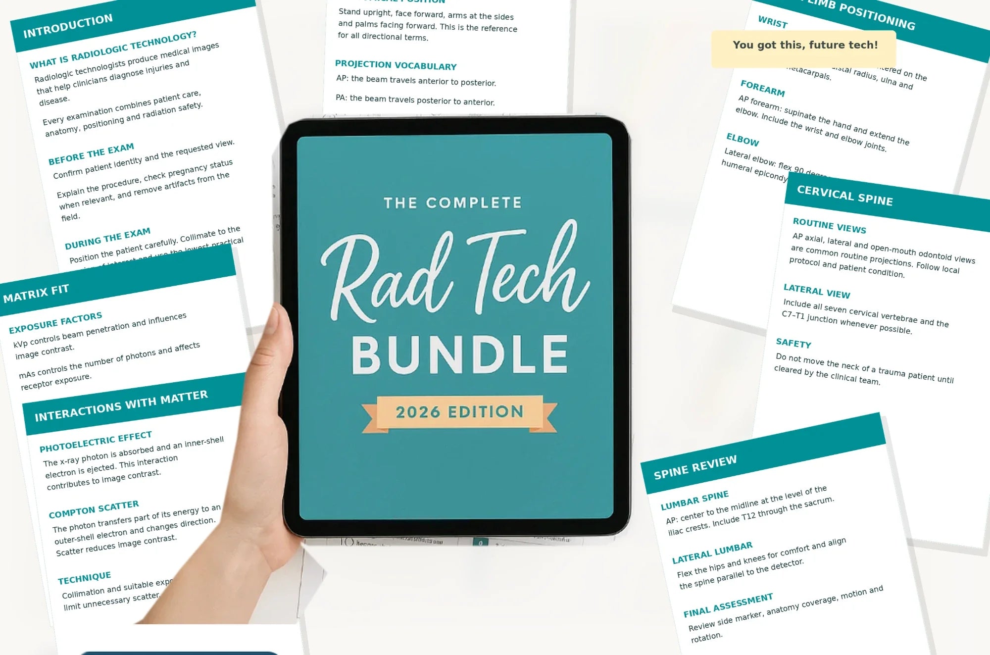 iPad showing the bundle cover over printed pages