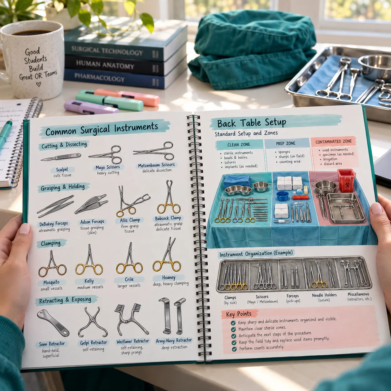 Student holding the open bundle at a desk