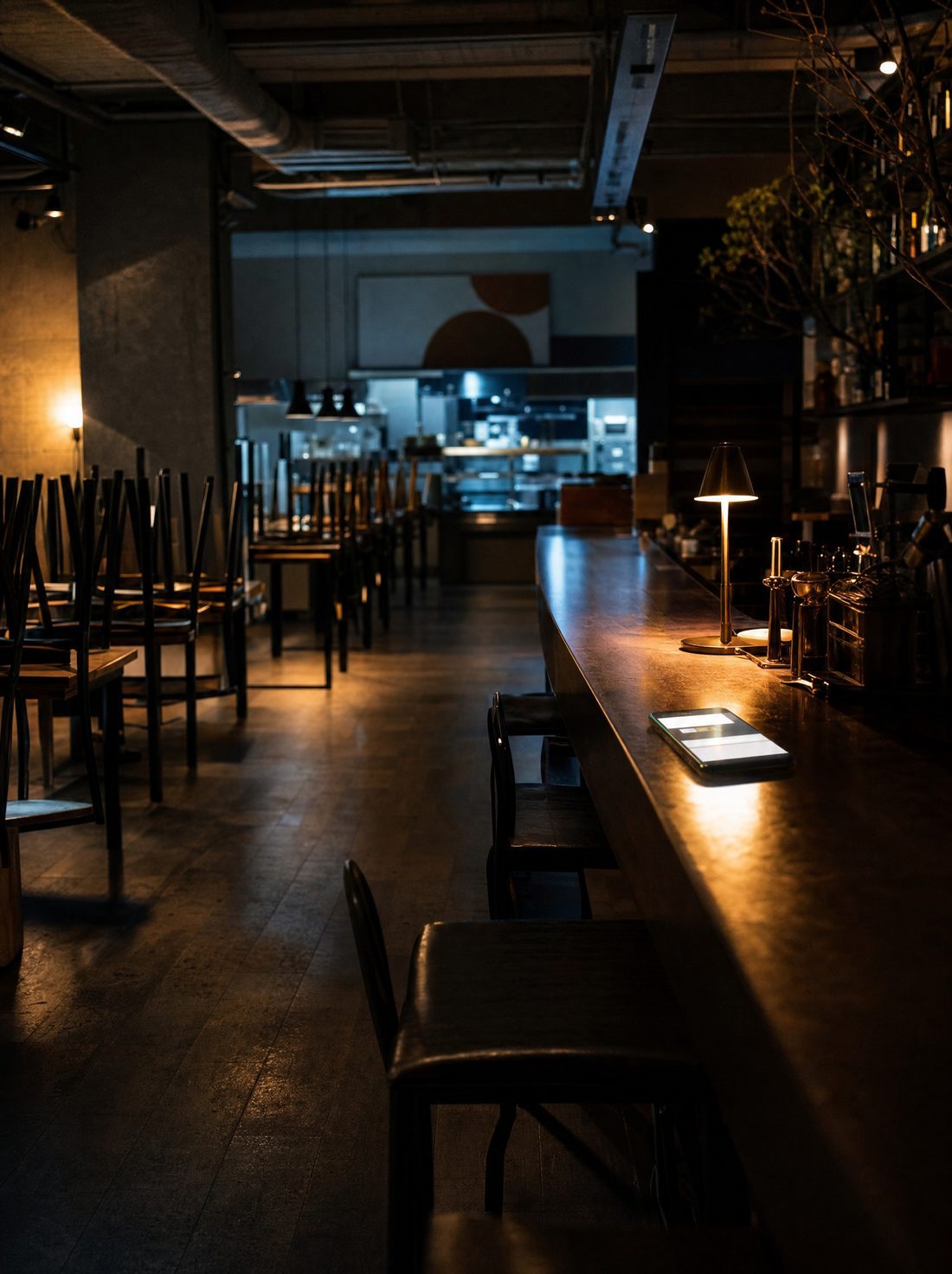 Closed venue at night