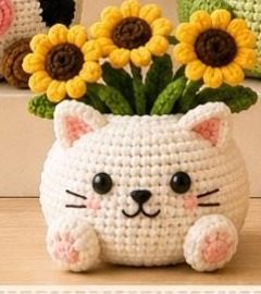 Cat planter pot