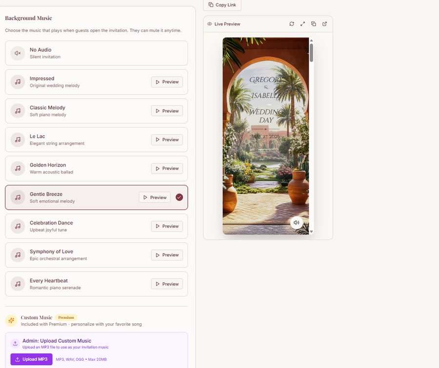 Background music picker