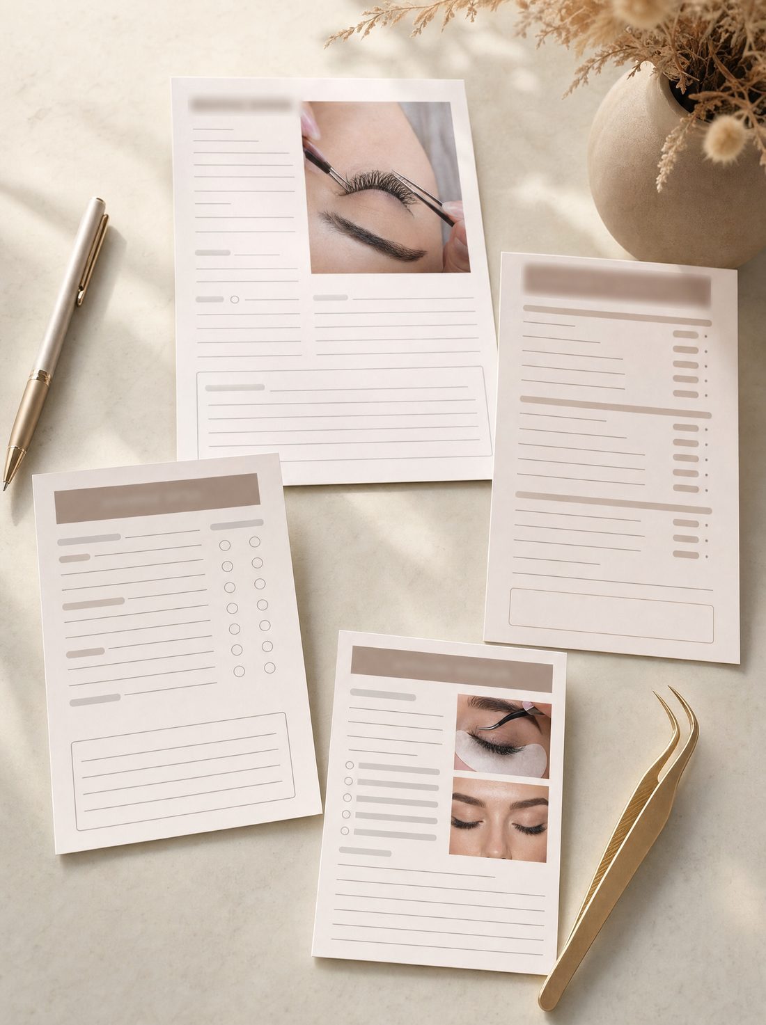Consultation, patch test and aftercare forms