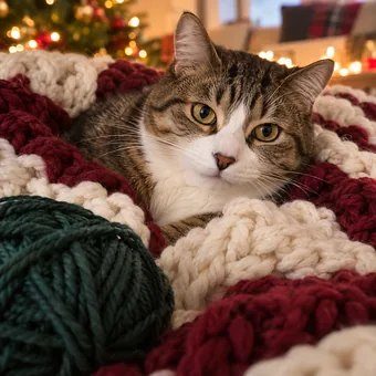 A contented tabby cat.