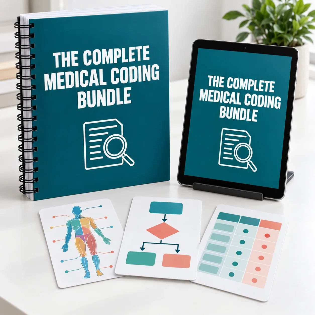 The bundle in print and on iPad with quick-reference cards