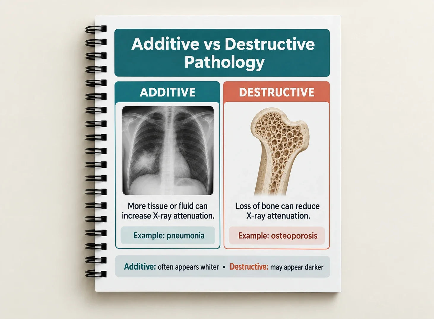 Additive vs destructive pathology comparison chart