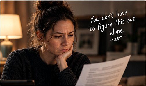 Person reviewing a severance agreement at home