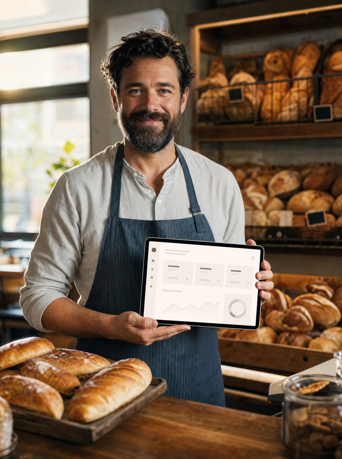 A shop owner using an app they built