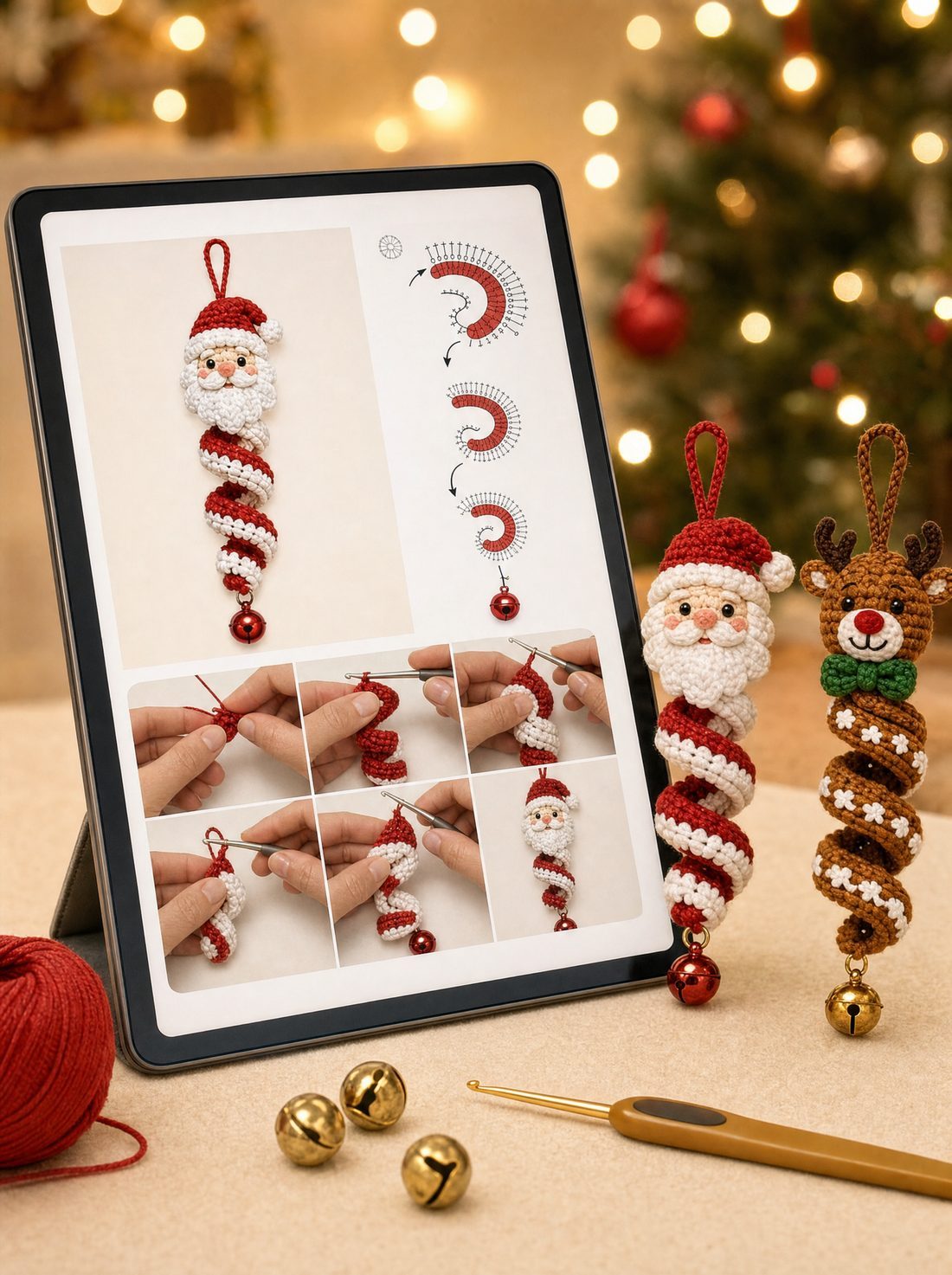 The pattern PDF open on a tablet